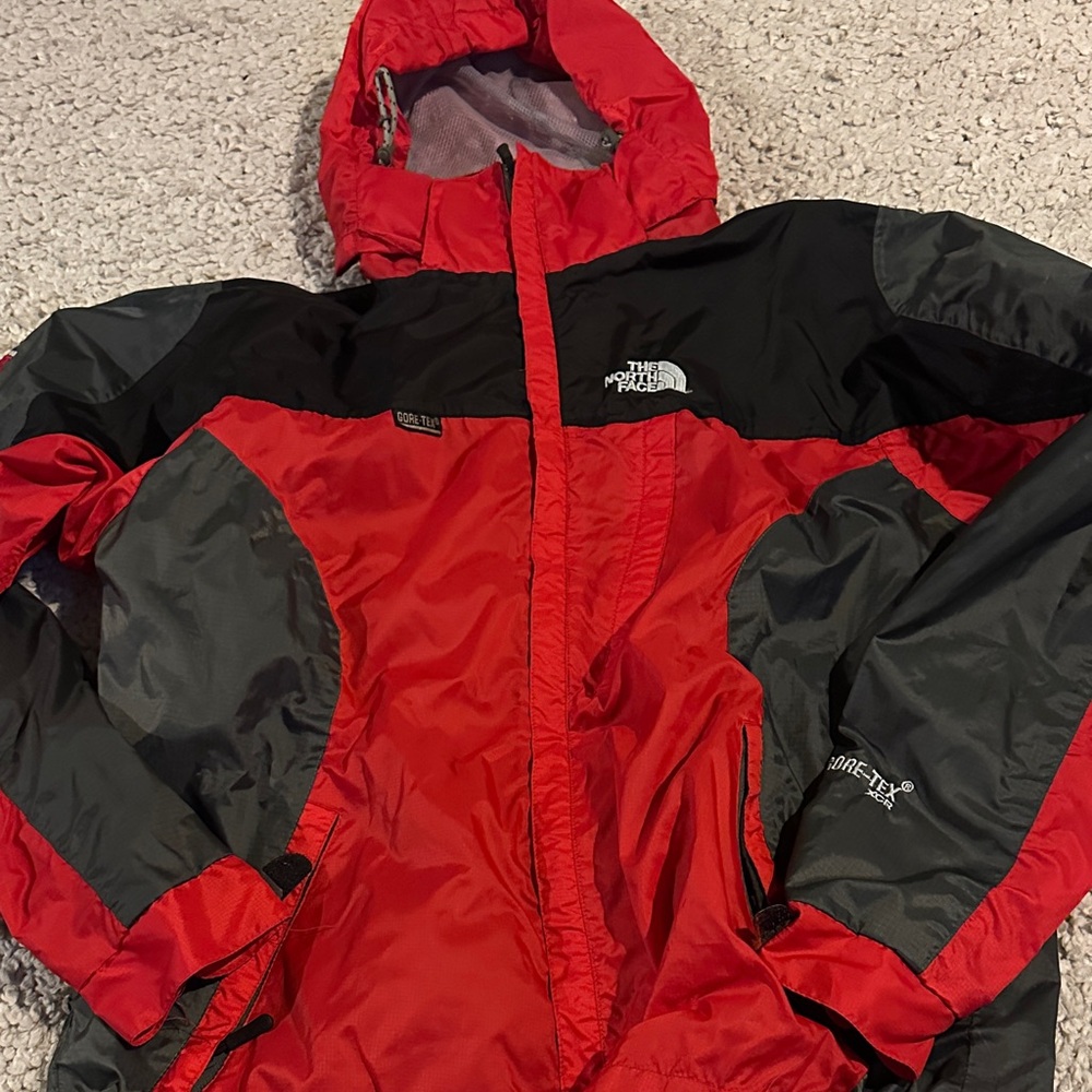 The North Face Red and Gray Hooded Jacket